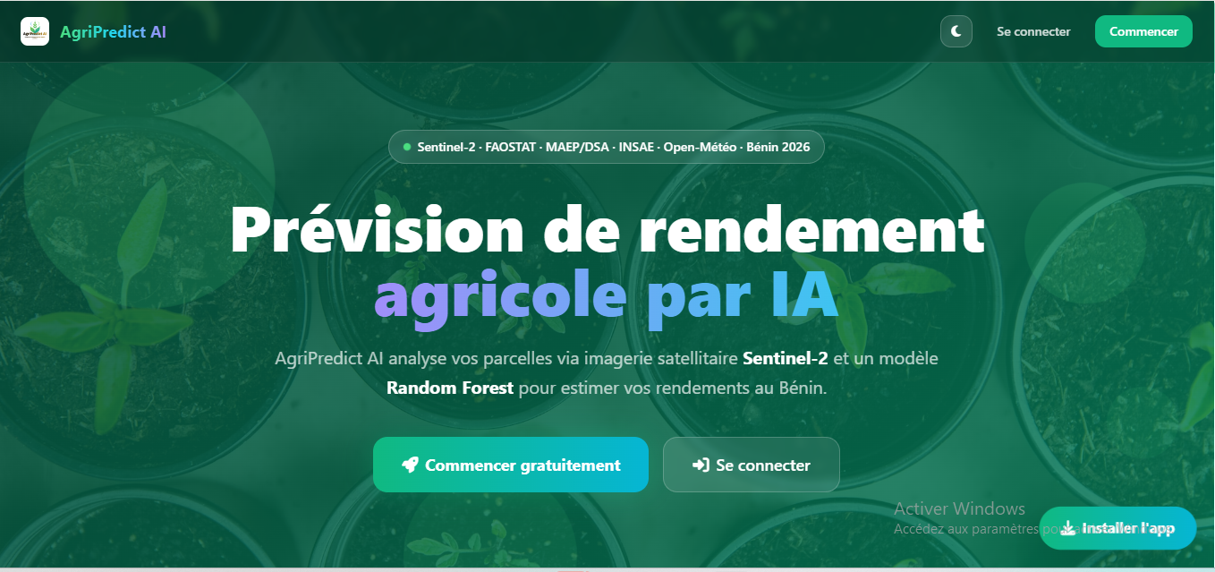 Capture d'écran du projet AgriPredict AI
